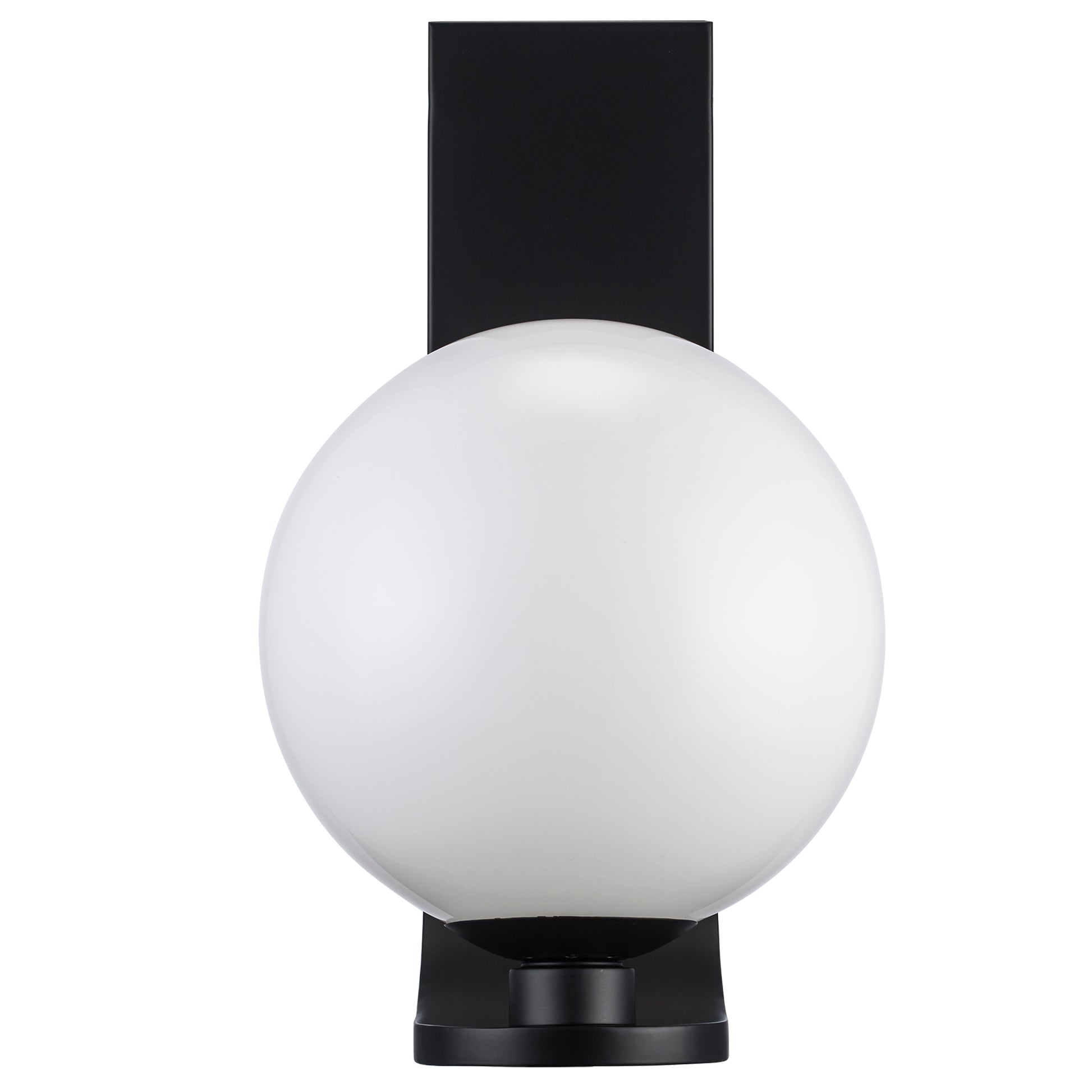 Lane Large 18" Matte Black Opal Glass Globe Exterior Wall Sconce