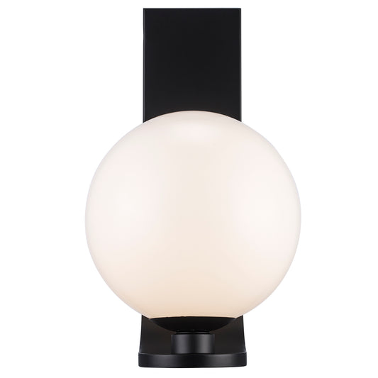 Lane Large 18" Matte Black Opal Glass Globe Exterior Wall Sconce
