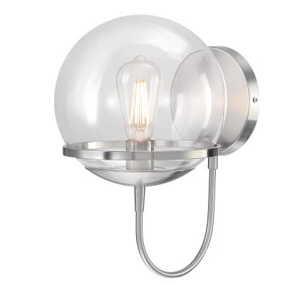 Maria 1-Light Retro Silver + Clear Glass Globe Wall Sconce Vanity Light by Westinghouse