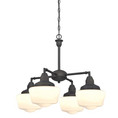 Scholar 4-Light Semi-Flush Mount / Chandelier White Schoolhouse Glass Ceiling Light Fixture