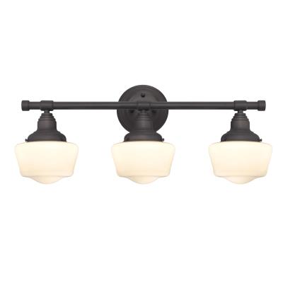 Scholar 3-Light Schoolhouse Glass + Bronze Metal Wall Sconce Light Fixture
