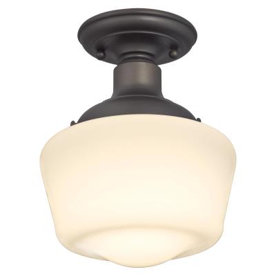 Scholar Semi-Flush Mount White Schoolhouse Glass Ceiling Light Fixture
