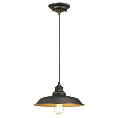 Iron Hill Industrial China Hat Pendant Light in Bronze 
