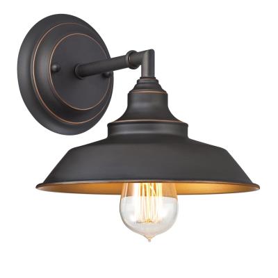 Iron Hill Farmhouse Industrial China Hat Bronze + Gold Wall Sconce - Practical Props