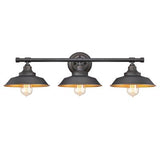 Iron Hill 3-Light Farmhouse Industrial China Hat Bronze + Gold Wall Sconce - Practical Props