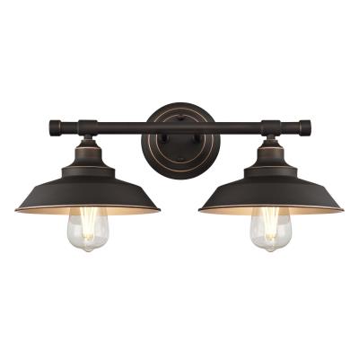 Iron Hill 2-Light Farmhouse Industrial China Hat Bronze + Gold Wall Sconce - Practical Props