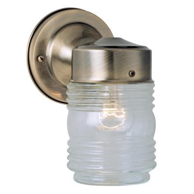 Vintage Cottage Jelly Jar Clear Glass Traditional Outdoor Porch Lantern - Exterior Wall Sconce