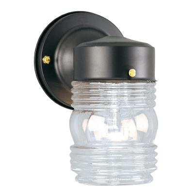Vintage Cottage Jelly Jar Clear Glass Traditional Outdoor Porch Lantern - Exterior Wall Sconce