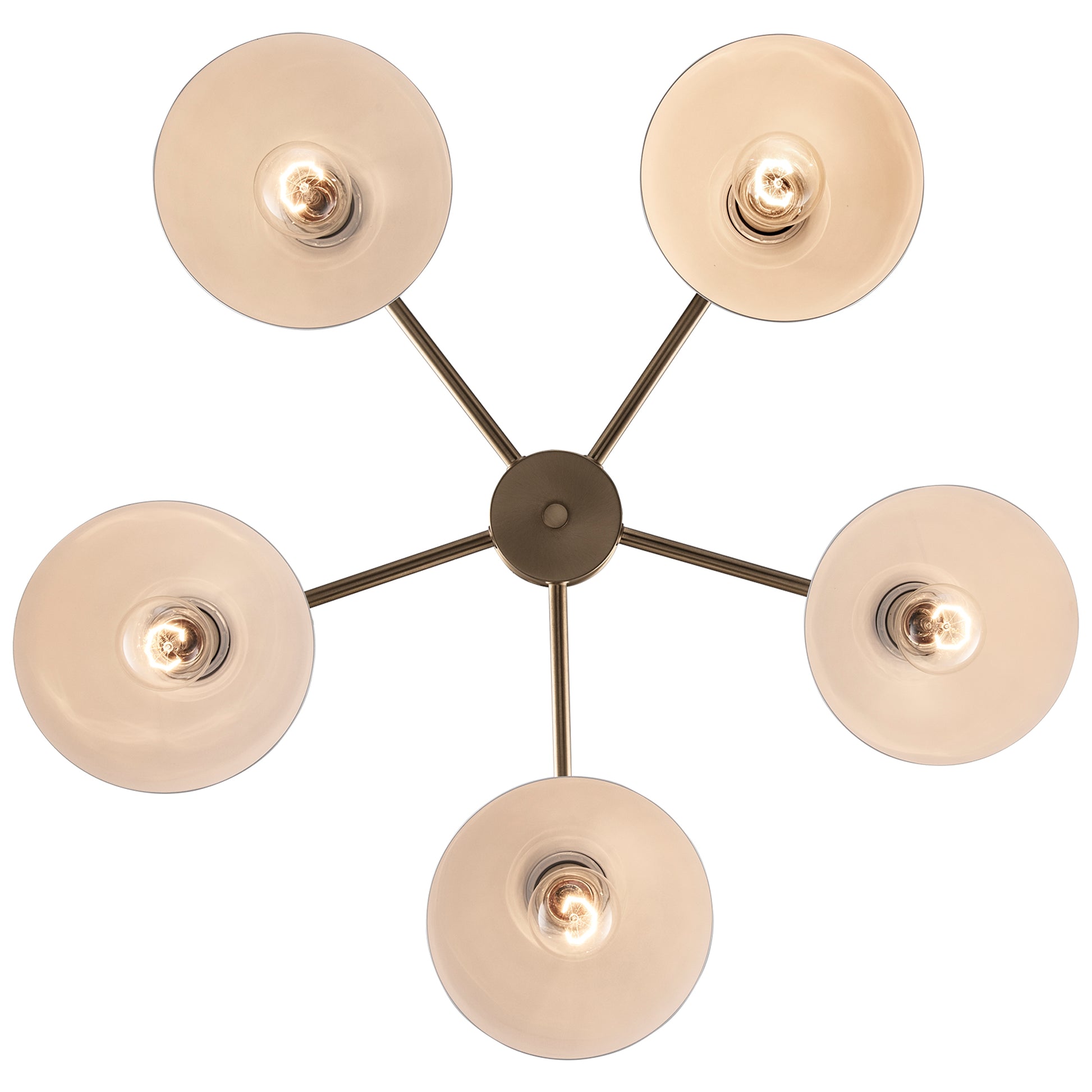 Azaria Retro 5-Light Chandelier - Matte Black, Matte White and Burnished Brass