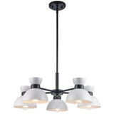 Azaria Retro 5-Light Chandelier - Matte Black, Matte White and Burnished Brass