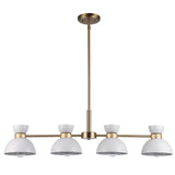 
Azaria Retro 4-Light Linear Chandelier - Matte Black, Matte White and Burnished Brass