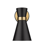 Soriano 1-Light Mid Century Modern Bowtie Cone Wall Sconce Fixture - Matte Black, Brass, and Brushed Nickel