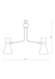 Soriano 5-Light Mid Century Cone Chandelier Pendant in Black + Brass