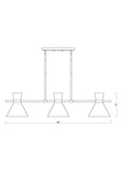Soriano 6-Light Linear Mid Century Cone Chandelier Pendant in Black + Silver + Brass