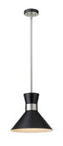 Soriano 13" 1-Light Mid Century Cone Pendant in Black + Silver + Brass