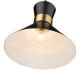 Soriano 13" 1-Light Mid Century Cone Pendant in Black + Silver + Brass