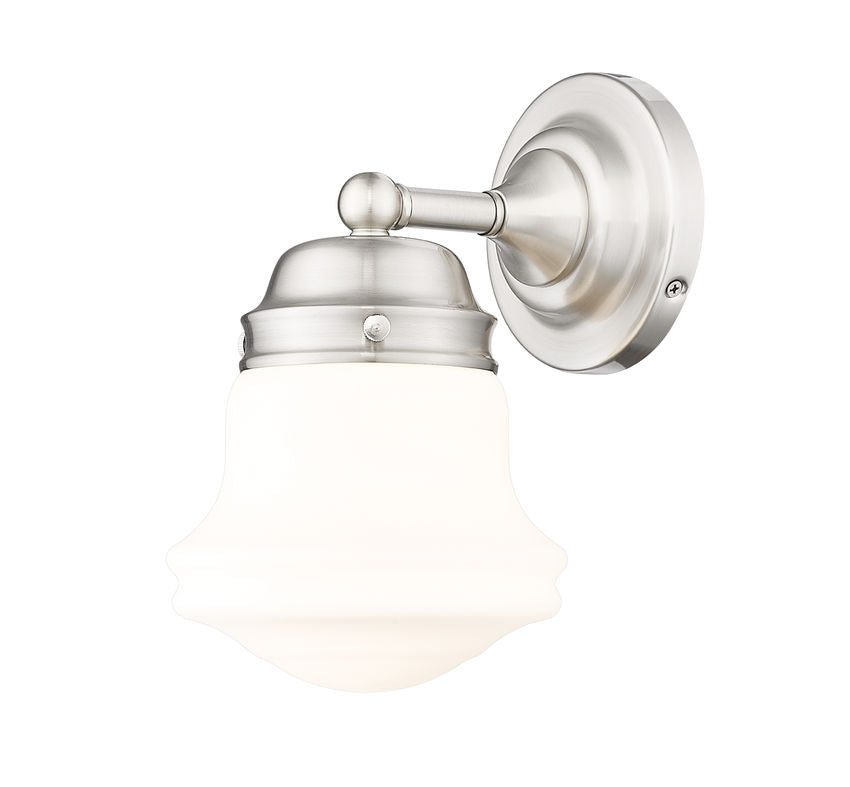 Vaughn 1-Light Schoolhouse Opal Glass + Brass Traditional Wall Sconce Light Fixture