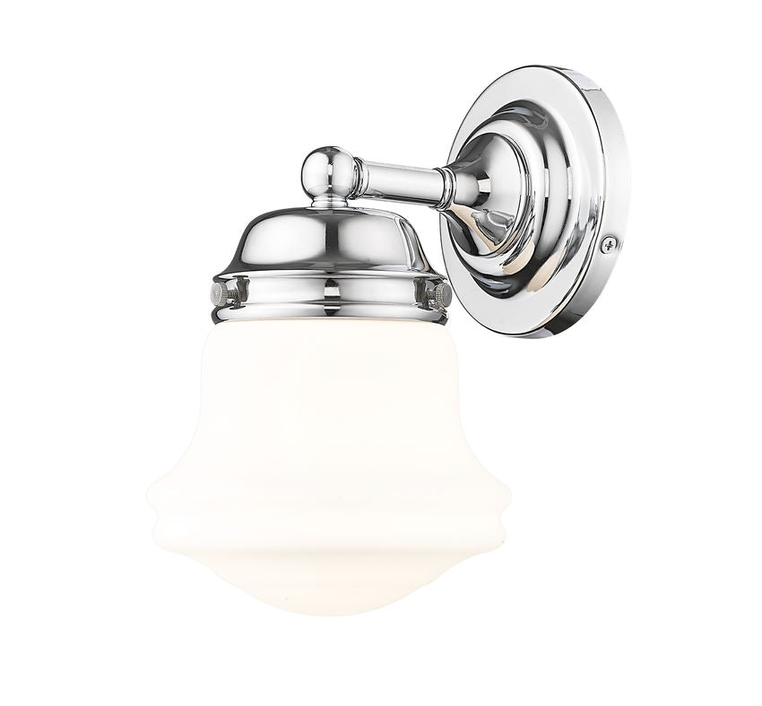 Vaughn 1-Light Schoolhouse Opal Glass + Brass Traditional Wall Sconce Light Fixture