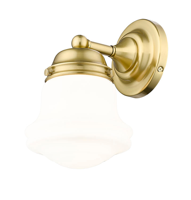 Vaughn 1-Light Schoolhouse Opal Glass + Brass Traditional Wall Sconce Light Fixture