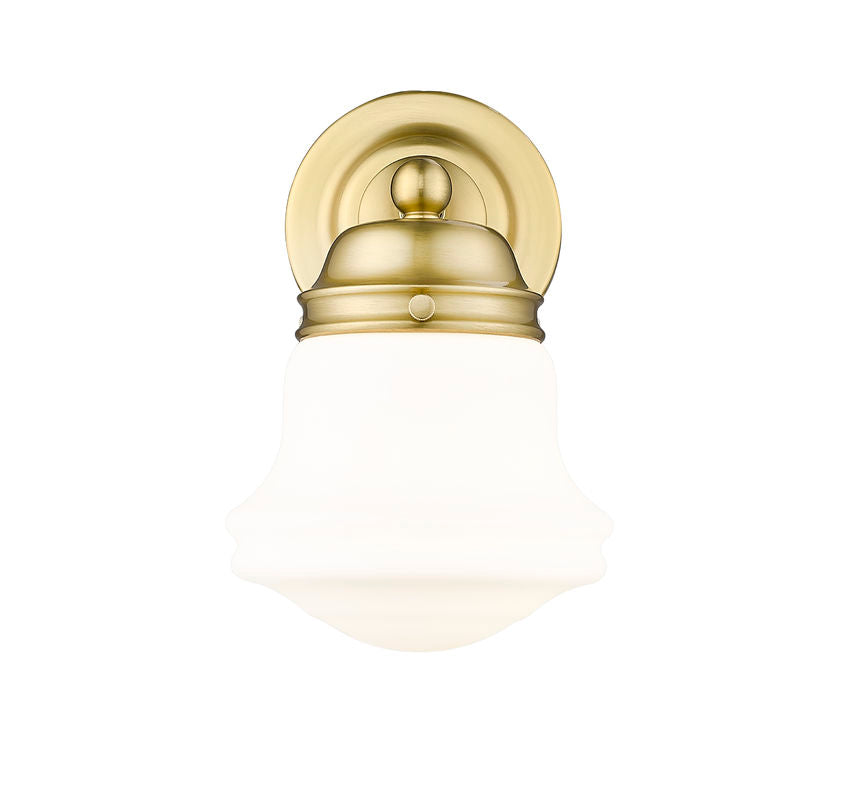 Vaughn 1-Light Schoolhouse Opal Glass + Brass Traditional Wall Sconce Light Fixture