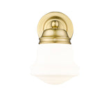Vaughn 1-Light Schoolhouse Opal Glass + Brass Traditional Wall Sconce Light Fixture