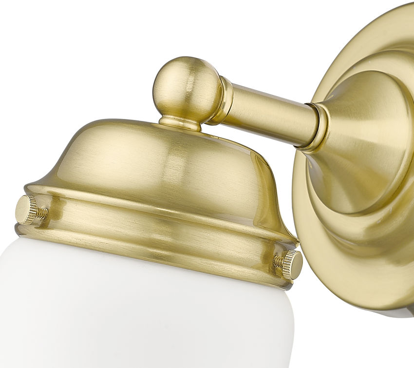 Vaughn 1-Light Schoolhouse Opal Glass + Brass Traditional Wall Sconce Light Fixture
