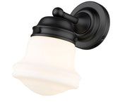 Vaughn 1-Light Schoolhouse Opal Glass + Brass Traditional Wall Sconce Light Fixture