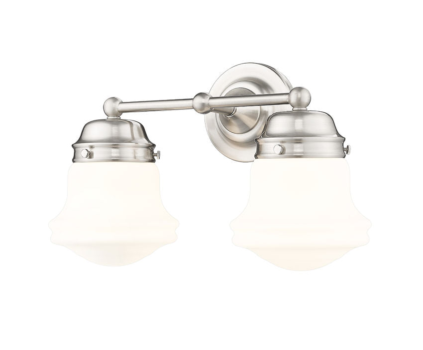 Vaughn 2-Light Schoolhouse Opal Glass + Brass Traditional  Double Vanity Wall Sconce Light Fixture