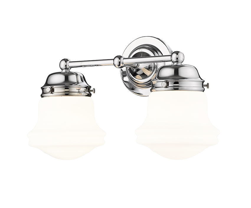 Vaughn 2-Light Schoolhouse Opal Glass + Brass Traditional  Double Vanity Wall Sconce Light Fixture