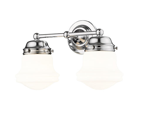 Vaughn 2-Light Schoolhouse Opal Glass + Brass Traditional  Double Vanity Wall Sconce Light Fixture