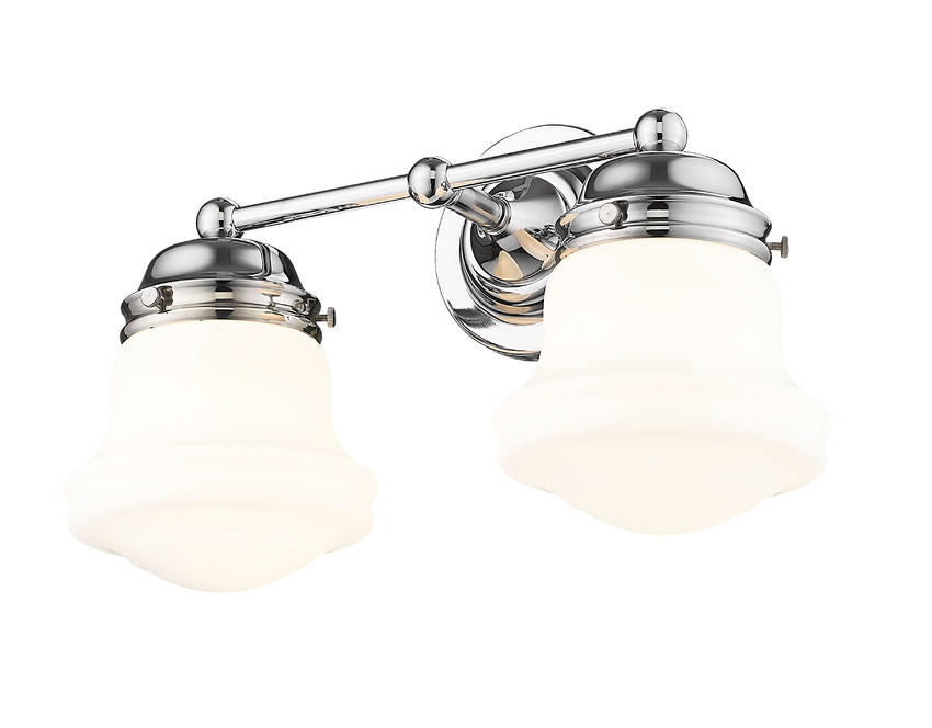 Vaughn 2-Light Schoolhouse Opal Glass + Brass Traditional  Double Vanity Wall Sconce Light Fixture
