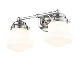 Vaughn 2-Light Schoolhouse Opal Glass + Brass Traditional  Double Vanity Wall Sconce Light Fixture