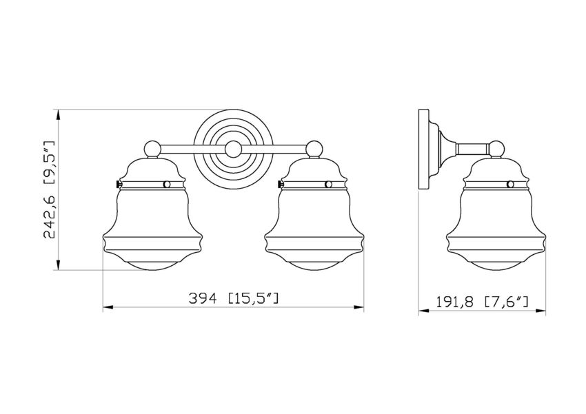 Vaughn 2-Light Schoolhouse Opal Glass + Brass Traditional  Double Vanity Wall Sconce Light Fixture