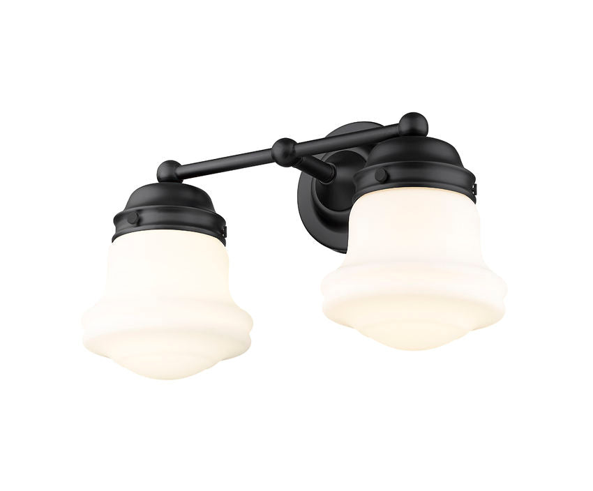 Vaughn 2-Light Schoolhouse Opal Glass + Brass Traditional  Double Vanity Wall Sconce Light Fixture