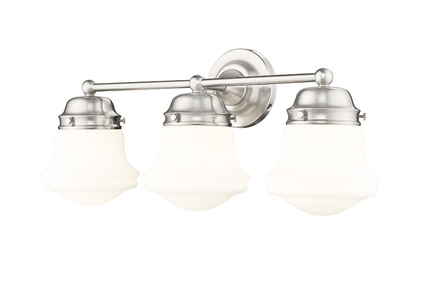 Vaughn 3-Light Schoolhouse Opal Glass + Brass Traditional Wall Sconce Light Fixture