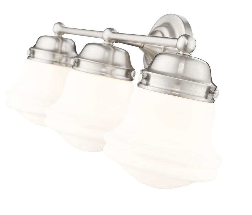 Vaughn 3-Light Schoolhouse Opal Glass + Brass Traditional Wall Sconce Light Fixture