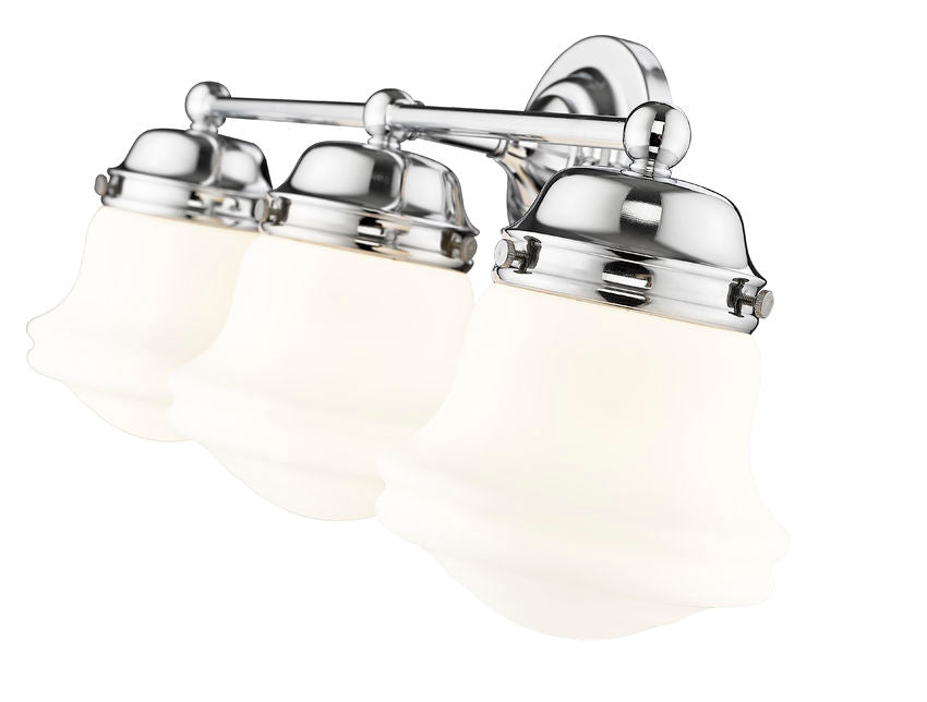 Vaughn 3-Light Schoolhouse Opal Glass + Brass Traditional Wall Sconce Light Fixture