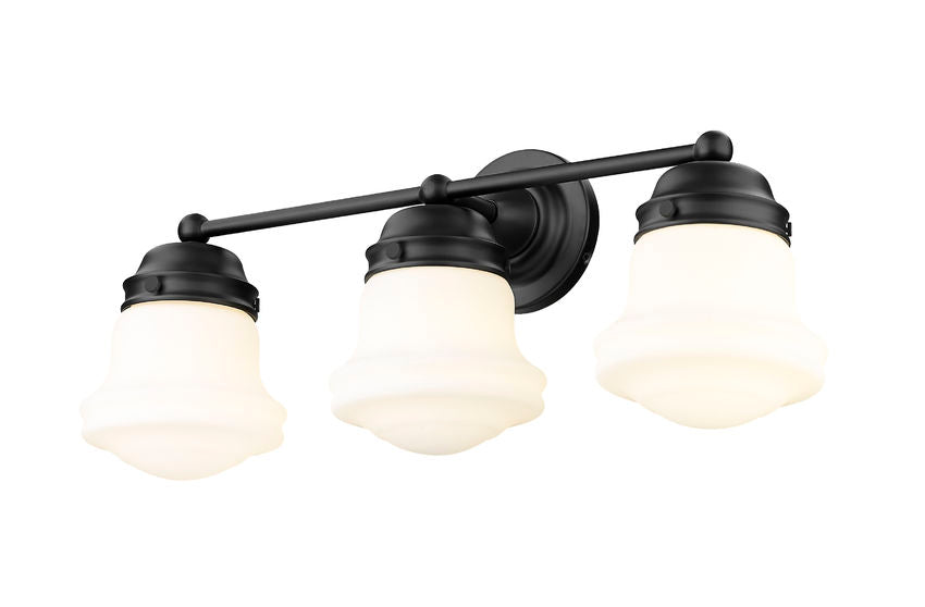 Vaughn 3-Light Schoolhouse Opal Glass + Brass Traditional Wall Sconce Light Fixture