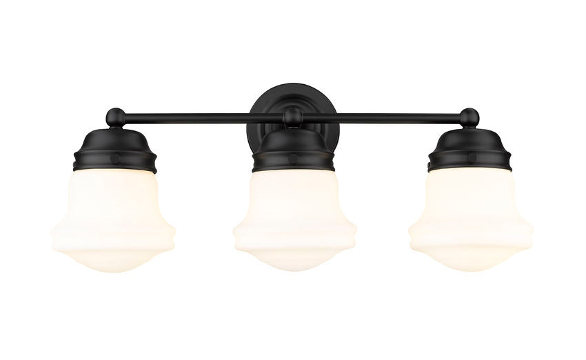 Vaughn 3-Light Schoolhouse Opal Glass + Brass Traditional Wall Sconce Light Fixture