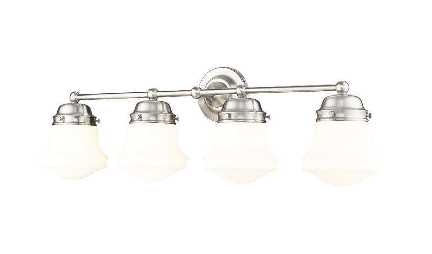 Vaughn 4-Light Schoolhouse Opal Glass + Brass Traditional Wall Sconce Light Fixture