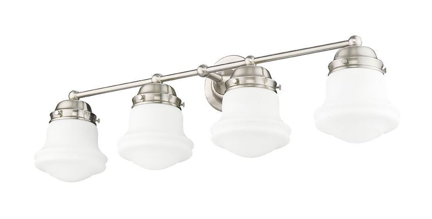 Vaughn 4-Light Schoolhouse Opal Glass + Brass Traditional Wall Sconce Light Fixture