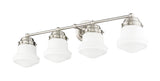Vaughn 4-Light Schoolhouse Opal Glass + Brass Traditional Wall Sconce Light Fixture