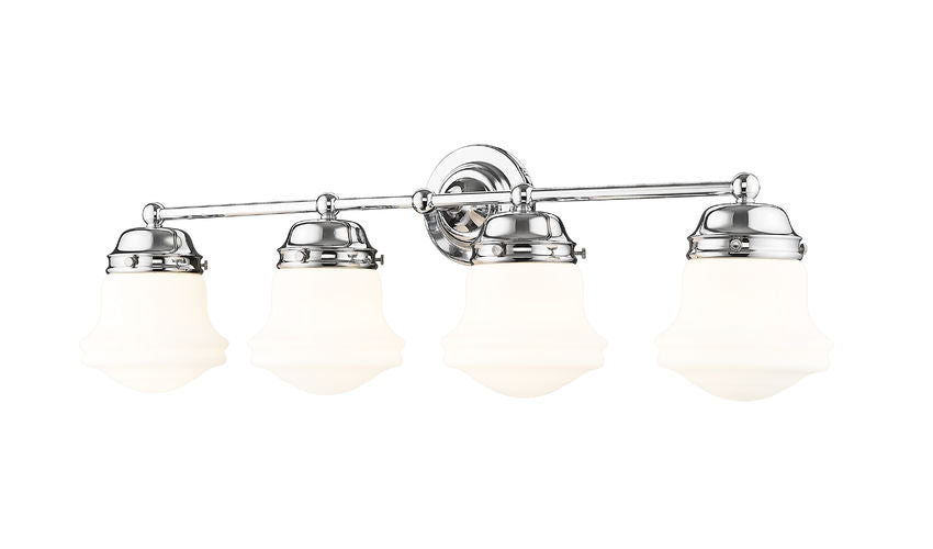 Vaughn 4-Light Schoolhouse Opal Glass + Brass Traditional Wall Sconce Light Fixture