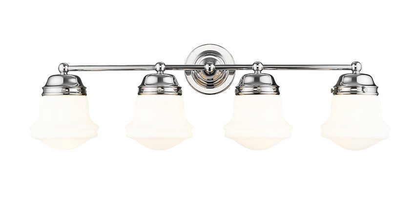 Vaughn 4-Light Schoolhouse Opal Glass + Brass Traditional Wall Sconce Light Fixture