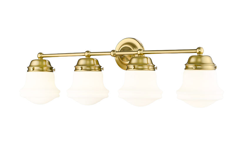 Vaughn 4-Light Schoolhouse Opal Glass + Brass Traditional Wall Sconce Light Fixture