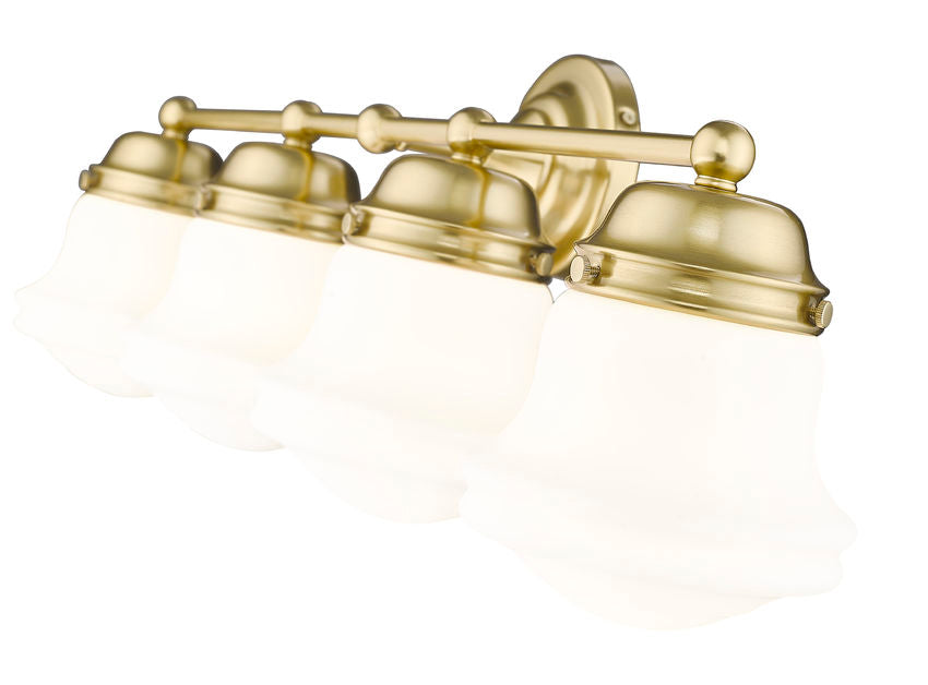 Vaughn 4-Light Schoolhouse Opal Glass + Brass Traditional Wall Sconce Light Fixture