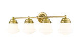 Vaughn 4-Light Schoolhouse Opal Glass + Brass Traditional Wall Sconce Light Fixture