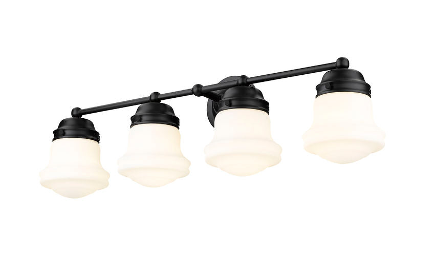 Vaughn 4-Light Schoolhouse Opal Glass + Brass Traditional Wall Sconce Light Fixture