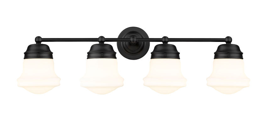 Vaughn 4-Light Schoolhouse Opal Glass + Brass Traditional Wall Sconce Light Fixture
