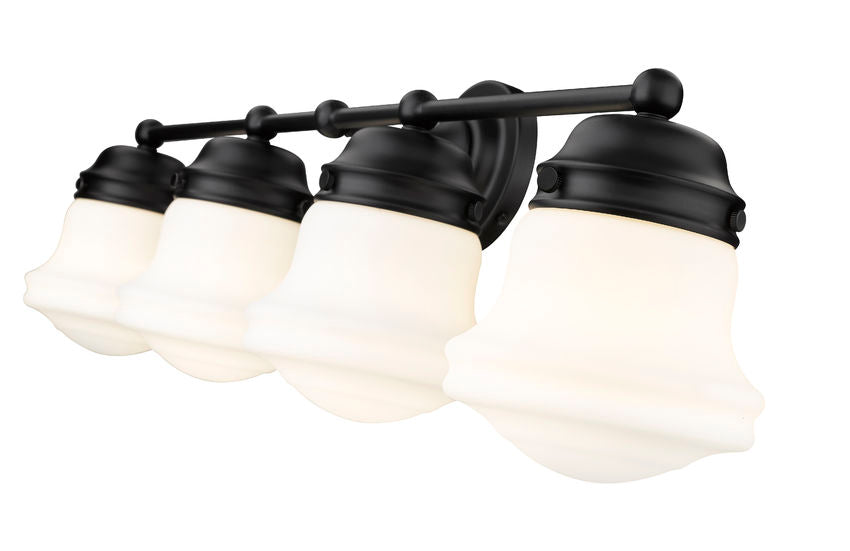 Vaughn 4-Light Schoolhouse Opal Glass + Brass Traditional Wall Sconce Light Fixture